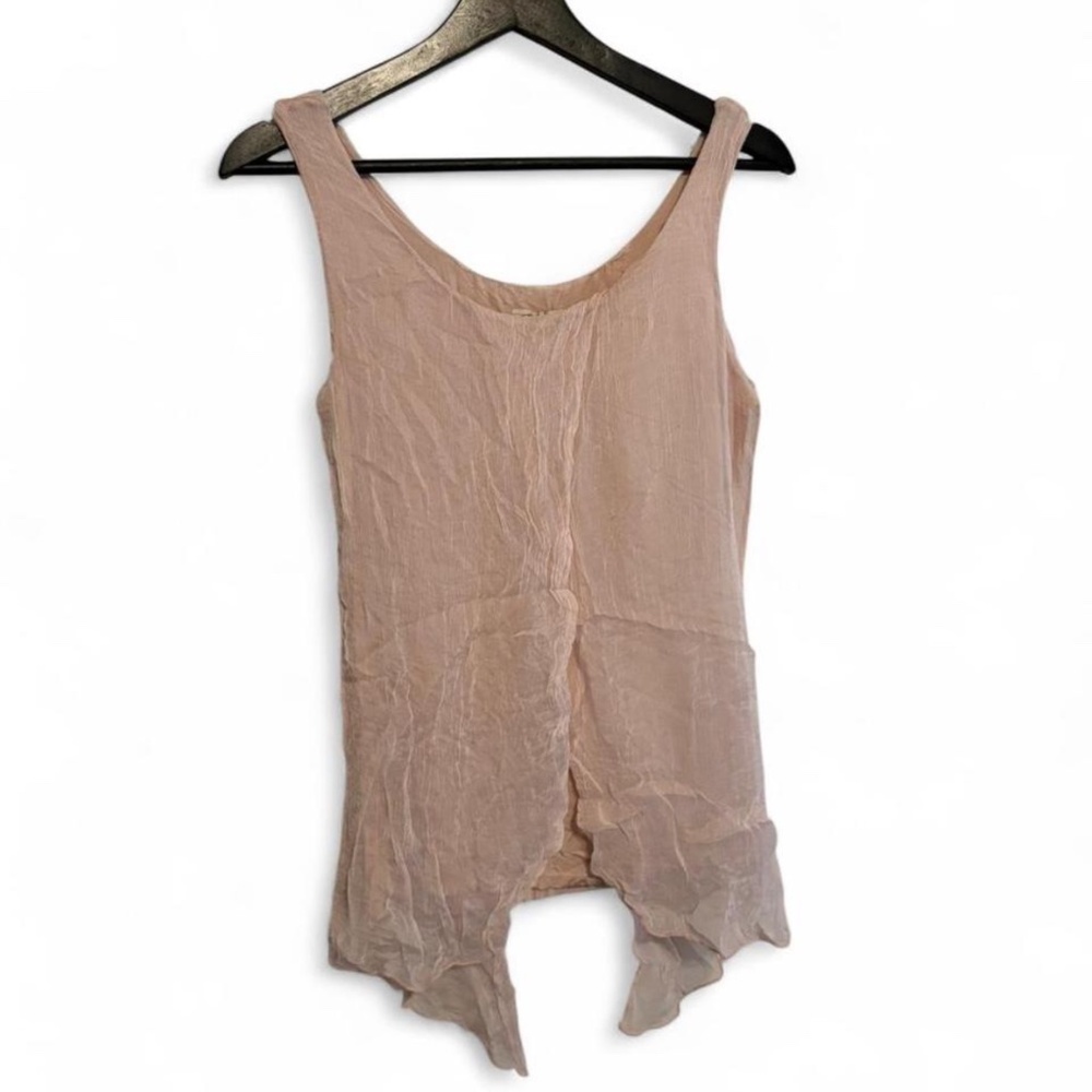 Ethereal Balletcore Layered Silk Gauze Pale Blush Tank Top